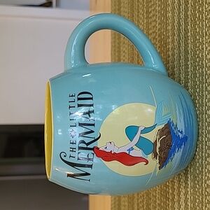 Disney Little Mermaid Mug Cup Teal Yellow 18 Oz